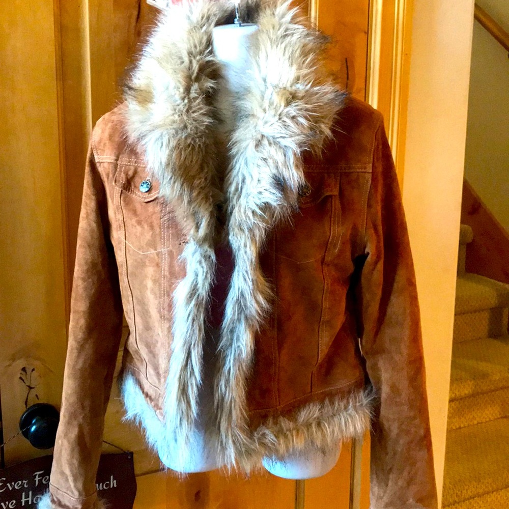 Leather and faux fur jacket